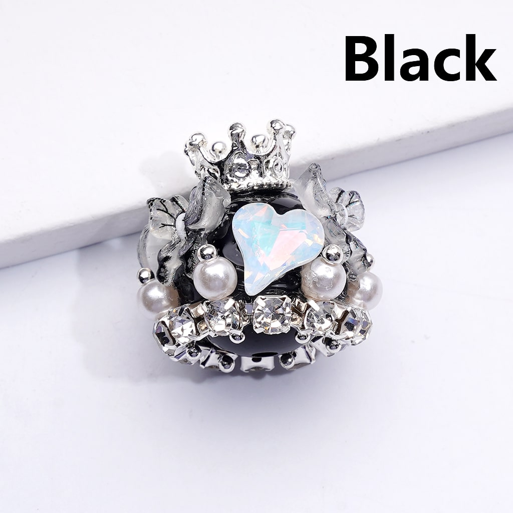 Butterfly Heart with Rhinestones, Pearls & Silver Crown Acrylic Beads 22*22MM Solid Color
