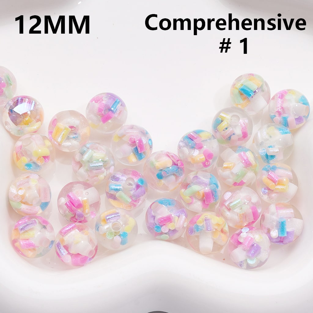 Mini Round with Colorful Candy Stick Center Clear Acrylic Beads 12MM (Single Color is available for 200pcs(Whole Bag))