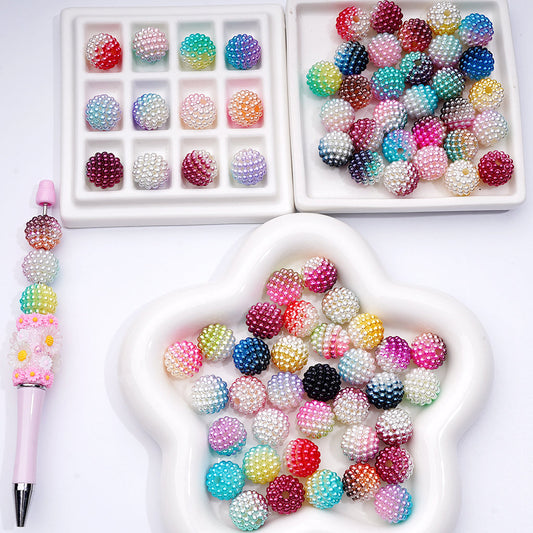 Multicolor Bumpy Bayberry Double Color Textured Acrylic Beads, Splittable, 15mm, DK,  THEY FIT ON BEADED PENS