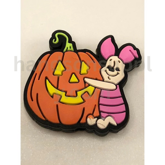 Pumpkin Halloween Cartoon Piglet Silicone Focal Beads