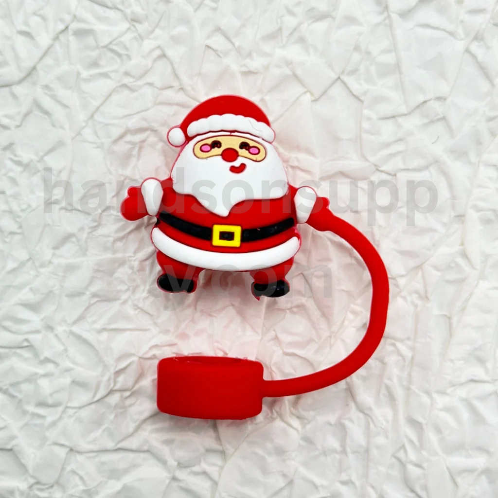 Christmas Holiday Cup Accessories in Food Grade Material Silicone Straw Toppers