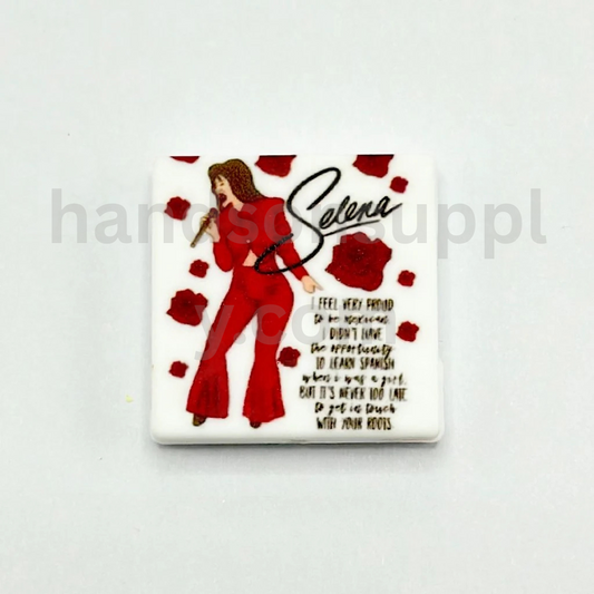 Singing Woman in Red Dress with “I Feel Very Proud I Didn't Have the Opportunity” Text Silicone Focal Beads