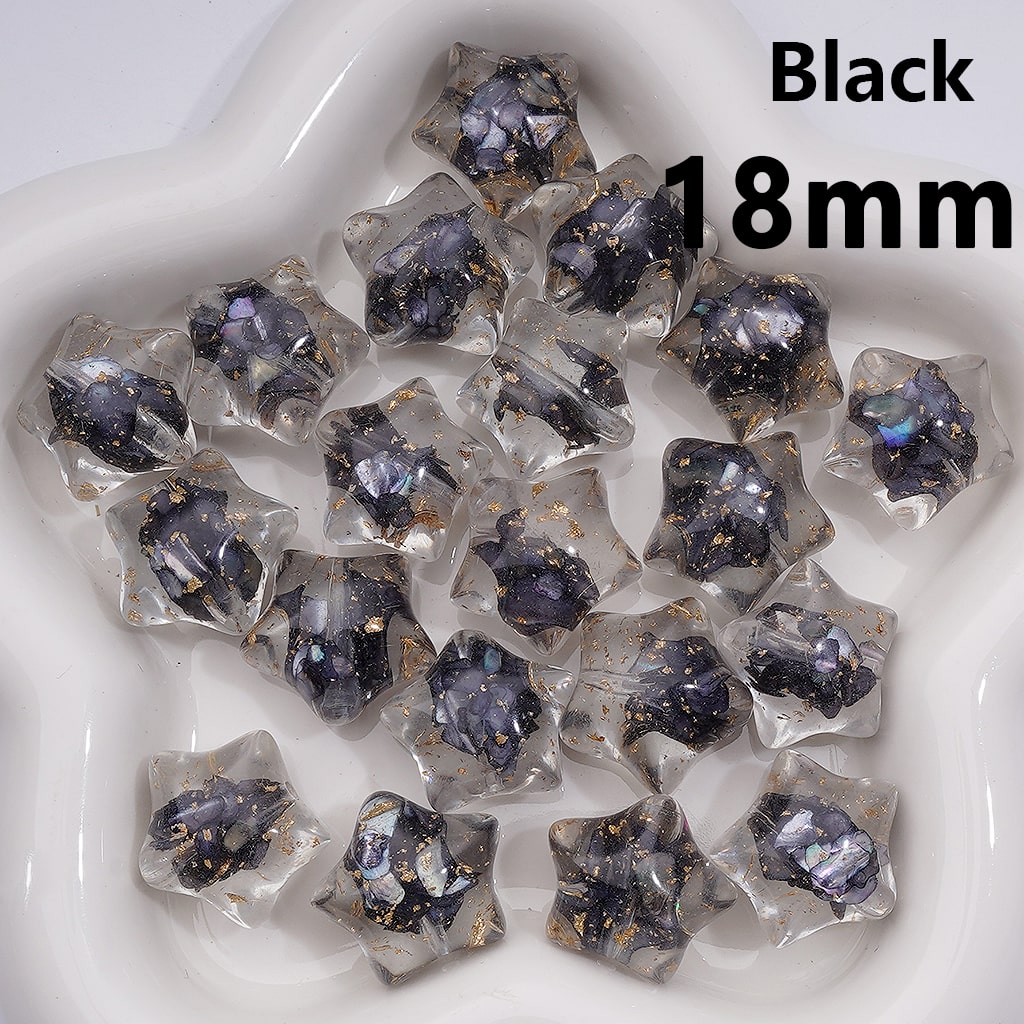 Clear Star Acrylic Beads with Gold Foil & Multicolor Shells 18MM (Single Color is available for 200pcs(Whole bag))
