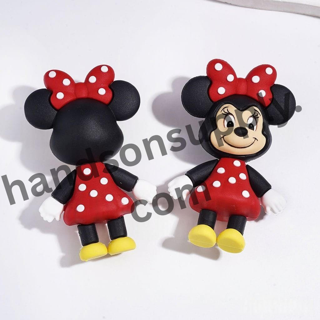 Adorable Smiling Girl Mouse Character Soft PVC Rubber Figurine, Height 63MM (No-Hole)