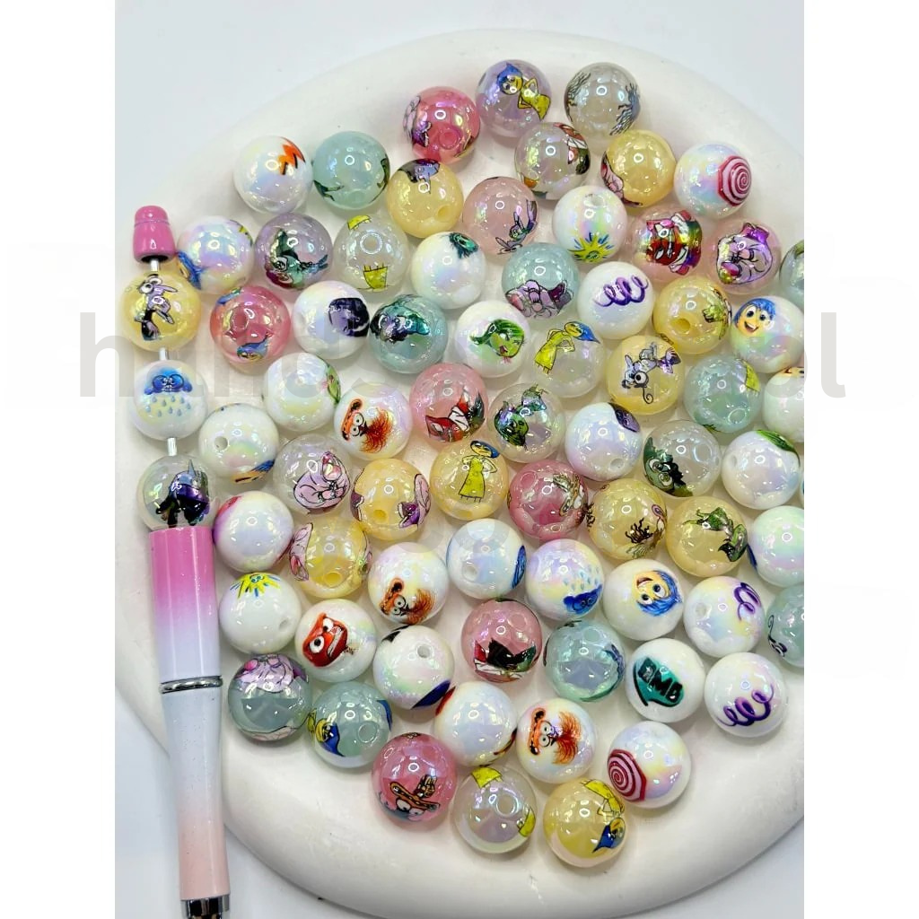Inside Out Movie Theme Round 16MM Character Design Acrylic Beads