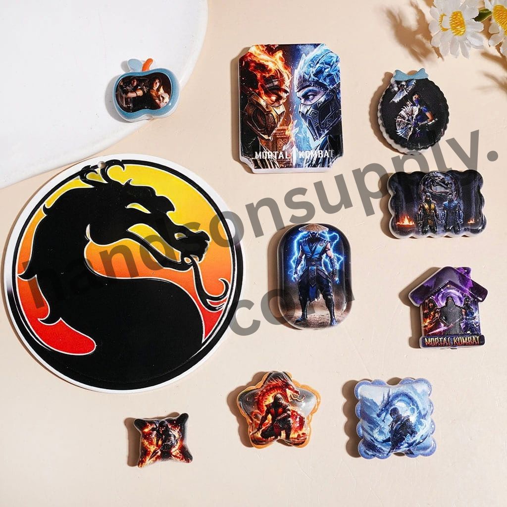 Powerful Warrior Fantasy Game Character Series Acrylic Beads and Pendants, Random Mix