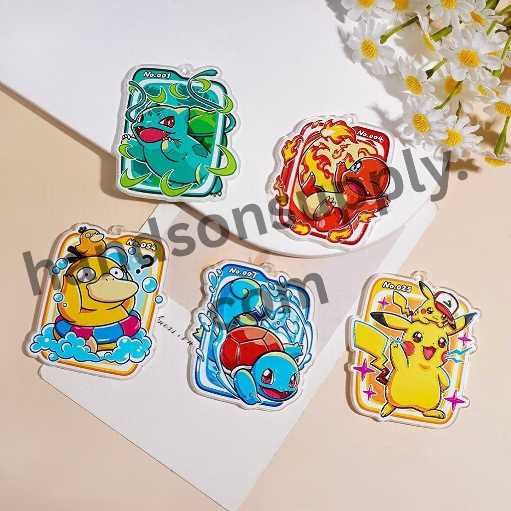 Playful Yellow Sprite, Turtle, Duck, Dinosaur & Frog Monster Character Acrylic Pendants, Random Mix