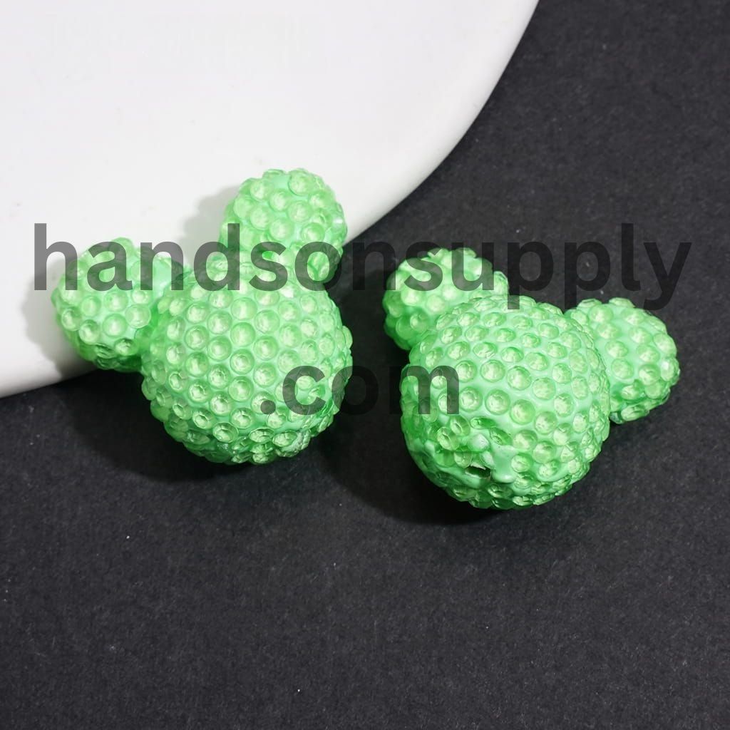 Vibrant Neon Colorful Mouse Head Shape with Sparkling Rhinestone Clay Beads 22*23MM, Multi-Color (Please Read Description)