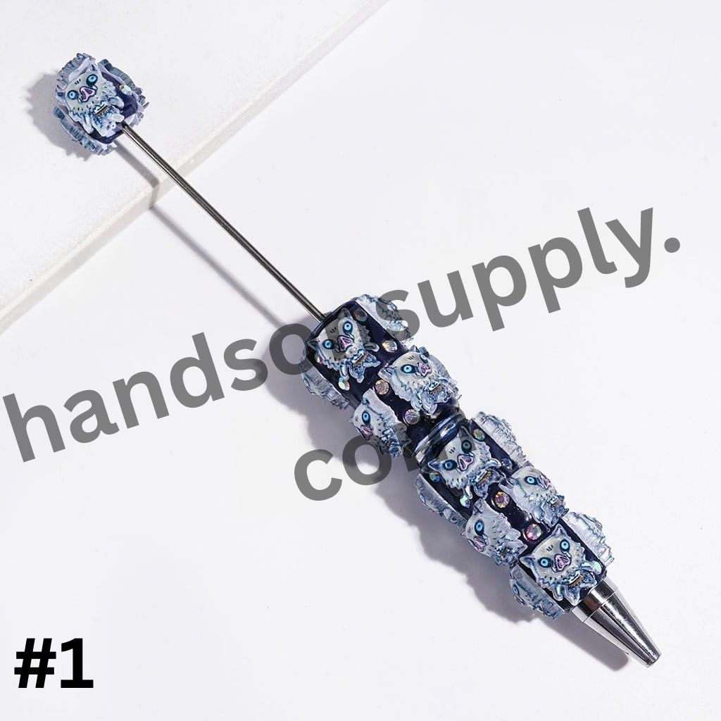 Cute Japanese Cosplay Cartoon Character Series with Sparkling AB Rhinestone Beadable Clay Pens