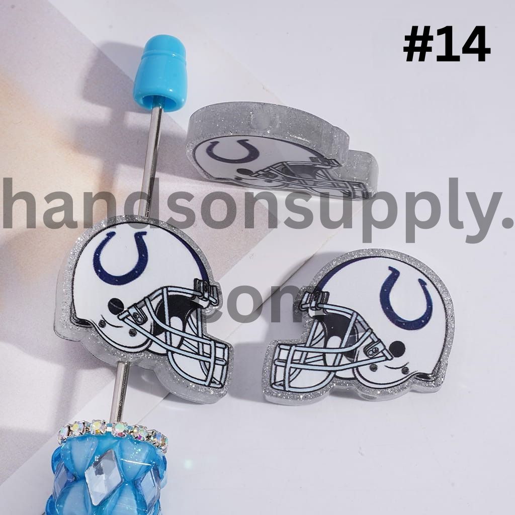 Silver Glitter USA American Football Helmet Shape Acrylic Beads 22*26MM