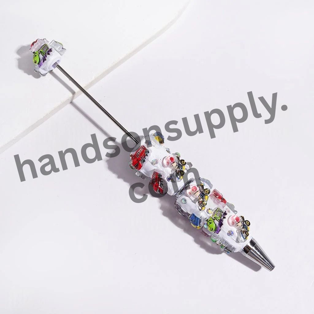 Adorable Sports Car Plumber Character with Sparkling AB Rhinestones Beadable Clay Pens, Multi-Color