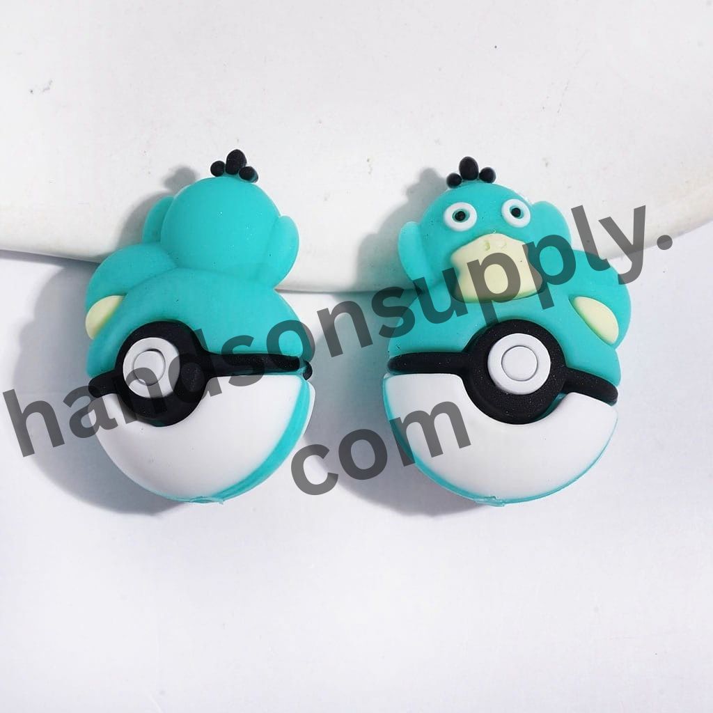 3D Adorable Duck Character Resting on Magic Ball Silicone Focal Beads, 20*30MM, Multi-Color