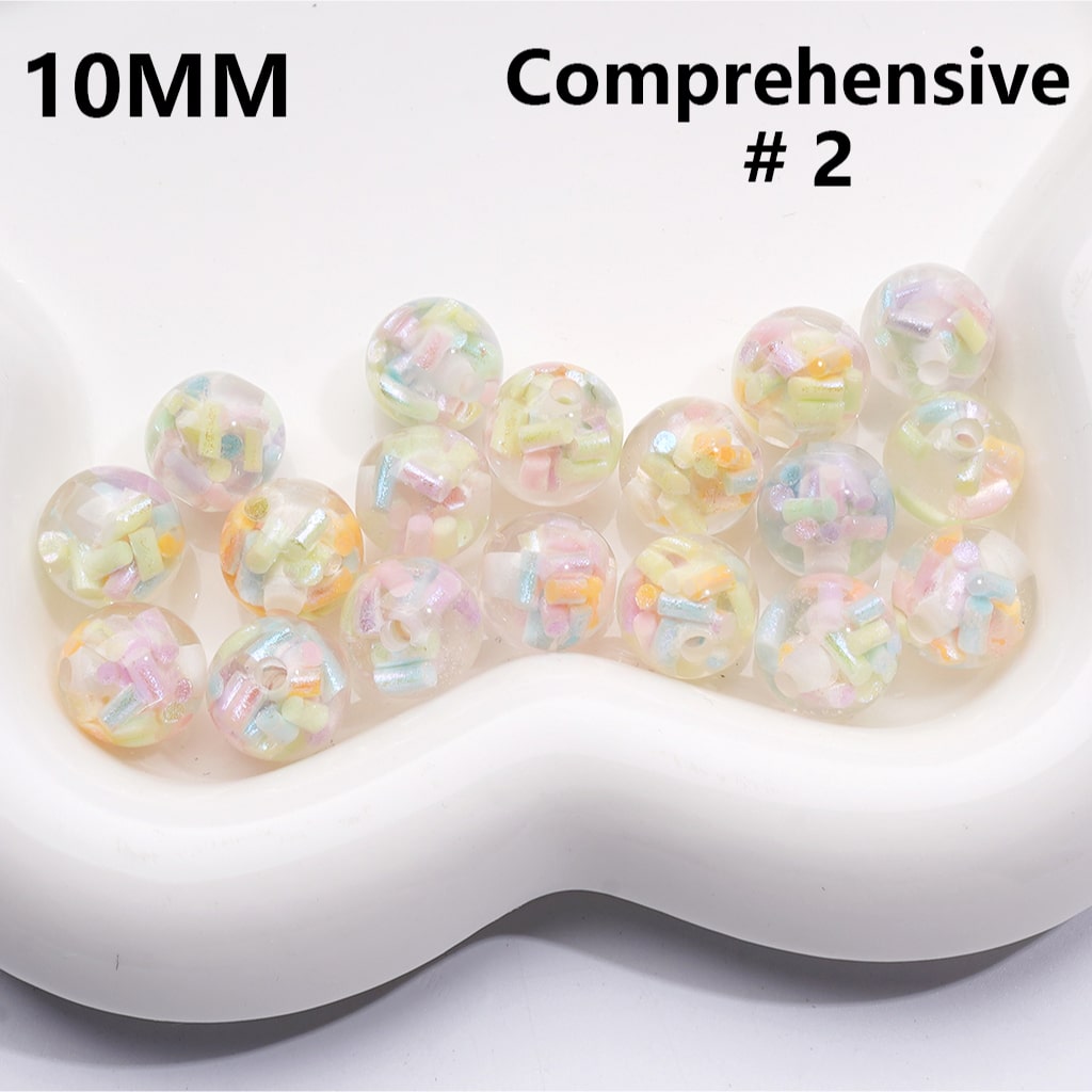 Shiny Colorful Candy Stick Clear Single Color Round Acrylic Waist Beads for Jewelry Making 10mm Random Mix