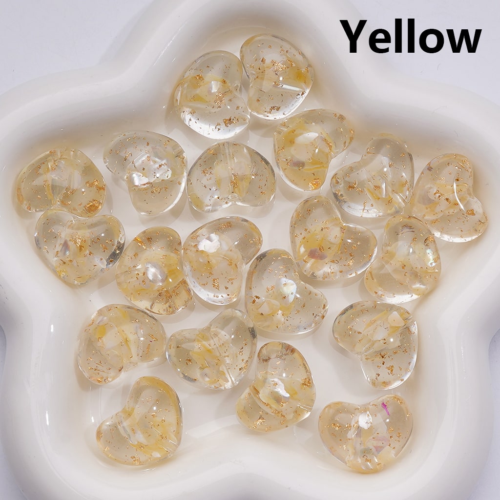 Clear Heart Acrylic Beads with Multi-Color Shells & Gold Foil Paper (Single Color is available for 200pcs(Whole bag))