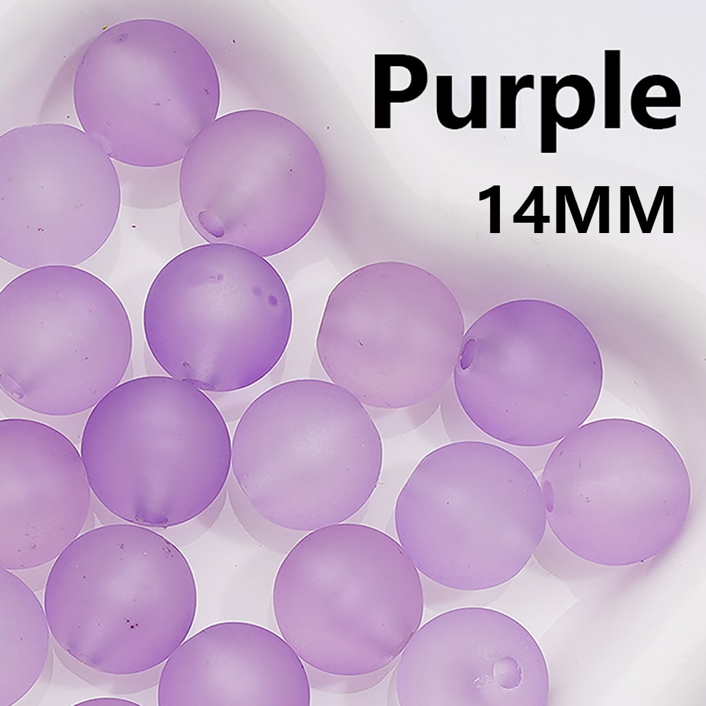 Multi-Color Acrylic Beads Round Frosted Matte Translucent, 14MM (Single Color is available for 300pcs Whole bag)
