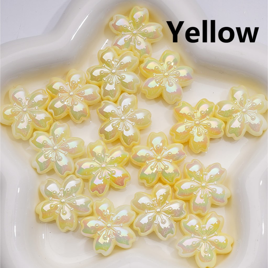 Luminous Cute Five-Petaled Flowers UV Coating Acrylic Beads 24MM (Single Color is available for 200pcs Whole bag)