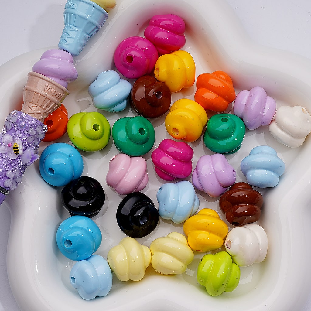 Vivid Cream Cute Acrylic Beads 17*17MM (Single Color is available for 200pcs Whole bag)