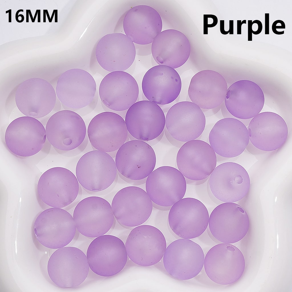 Multi-Color Frosted Matte Translucent Round Acrylic Beads, 16MM
