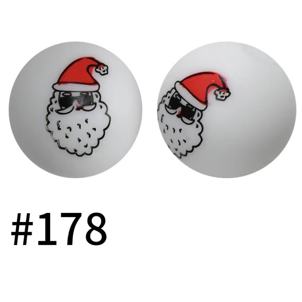 Printed Cool Santa Claus Silicone Beads Number 178