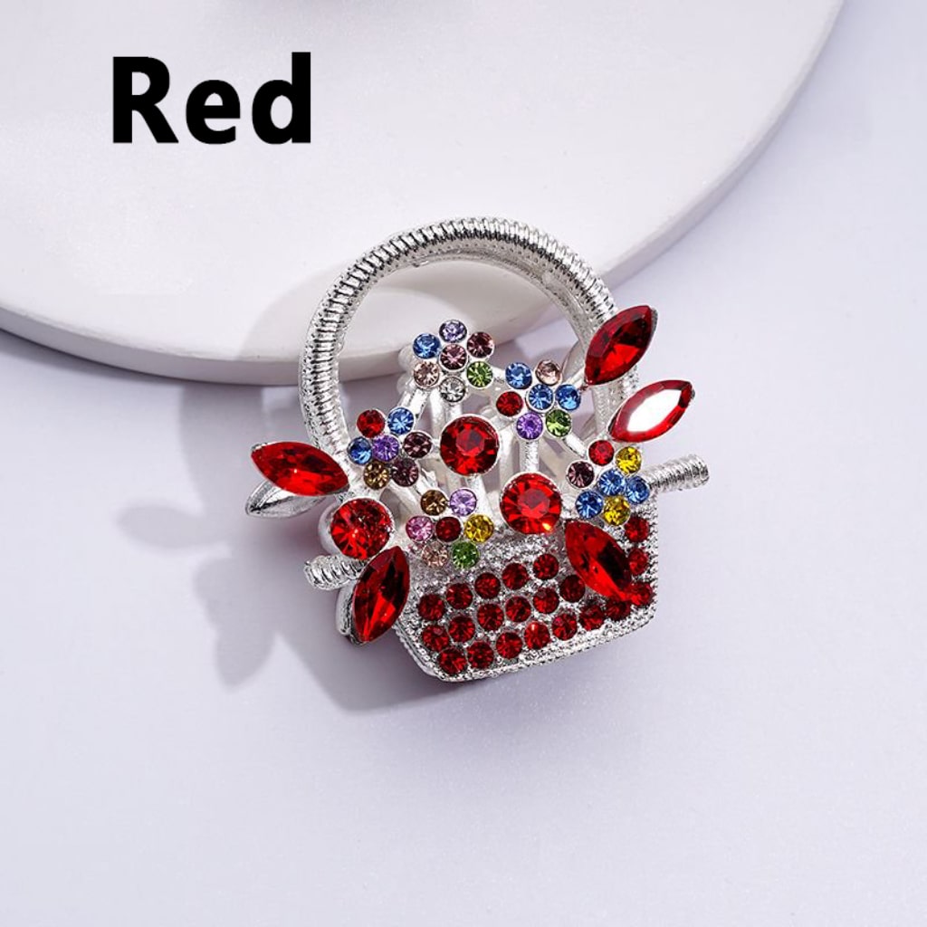 Glittering Silver Alloy Flower Basket Beads Adorned with Sparkling Multi-Color Rhinestones Approx. 37x37MM