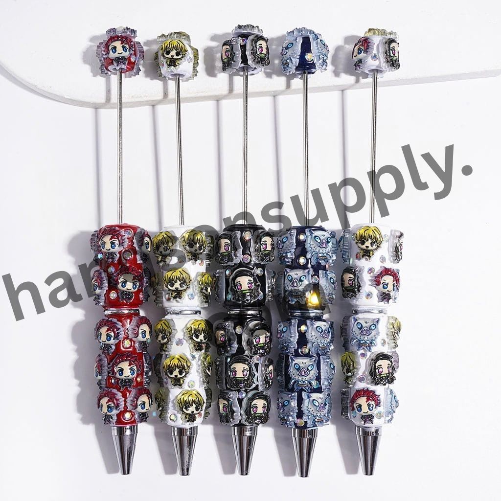 Cute Japanese Cosplay Cartoon Character Series with Sparkling AB Rhinestone Beadable Clay Pens