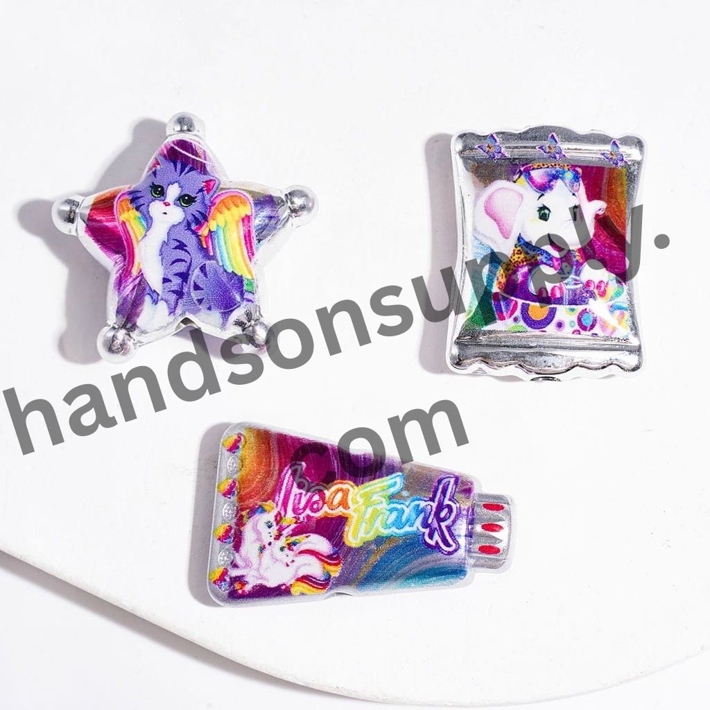 Vibrant Colored Adorable Animal Theme Series Silver-Edge Acrylic Beads & Pendants, Random Mix