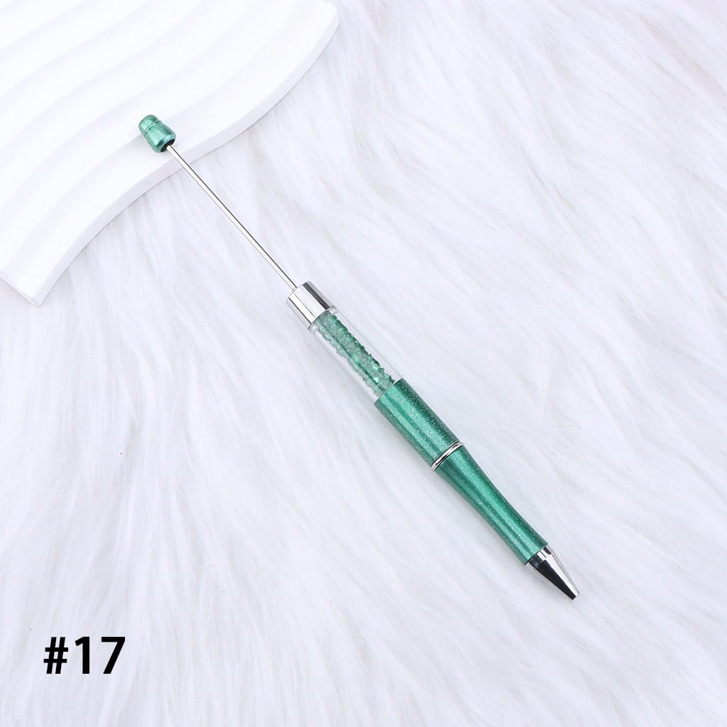 DIY Plastic Beadable Pens - Transparent Tube with Shimmer Crystal Beaded Pens, Length 186MM, Multi-Color
