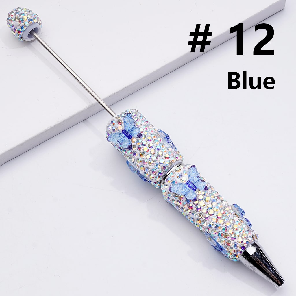Black Rhinestones Double Color Butterfly Beadable Clay Pens
