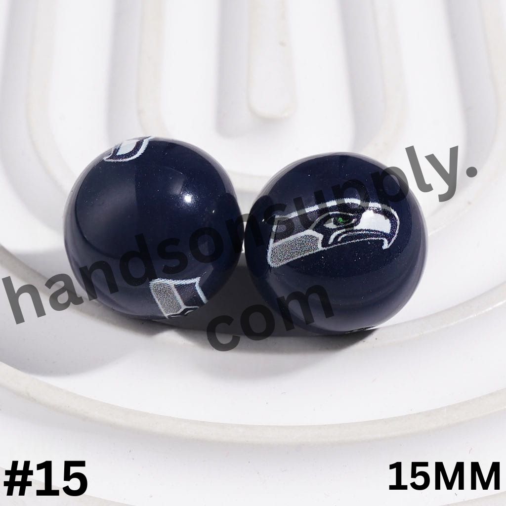 American Football Team Acrylic Beads for Bracelets, 15MM