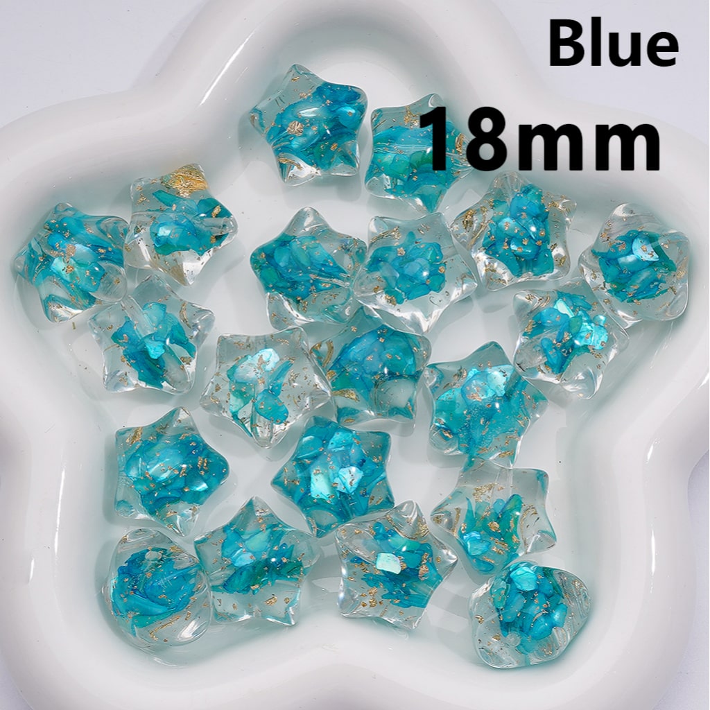 Clear Star Acrylic Beads with Gold Foil & Multicolor Shells 18MM (Single Color is available for 200pcs(Whole bag))