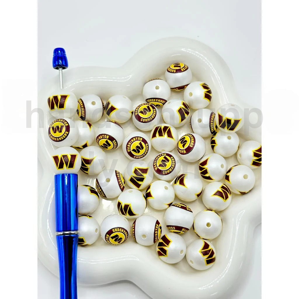 Washington Commanders Football Theme Frosted 16MM Mixed Round Acrylic Beads