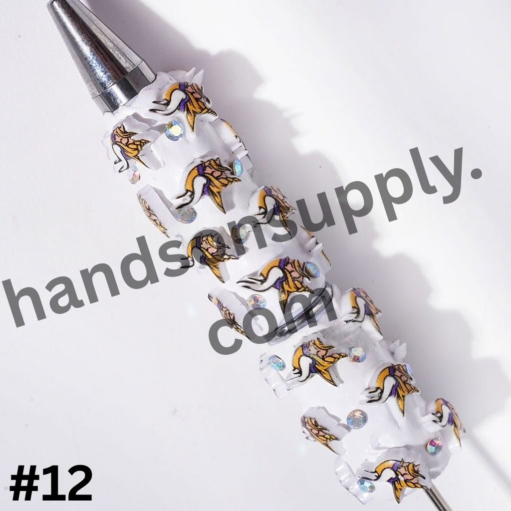NY American Football Baseball Team Designs with Sparkling AB Rhinestones Beadable Clay Pens