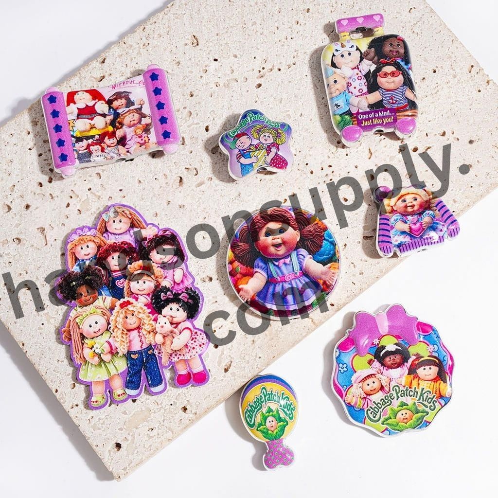 Adorable Cabbage Baby Doll Character Series with Silver-Tone Edges Acrylic Beads & Pendants, Random Mix