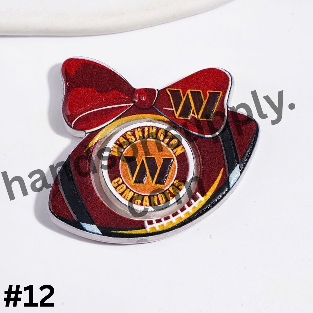 American Football Team Design Hollow Bowtie Frame with Flat Round Acrylic Beads Collection Set, Large Size