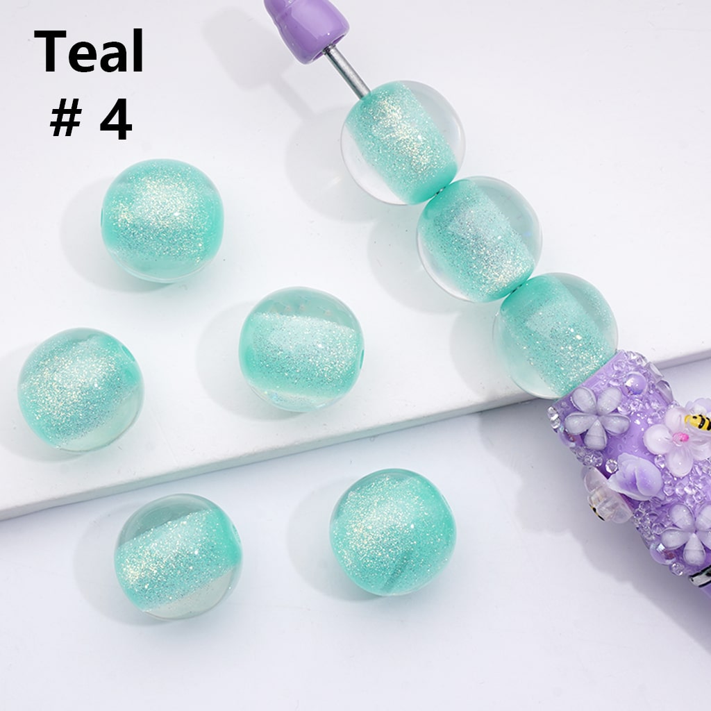 Bling Bling Luminous Shiny Glitter Half Sugar Core Round Acrylic Beads, 16MM