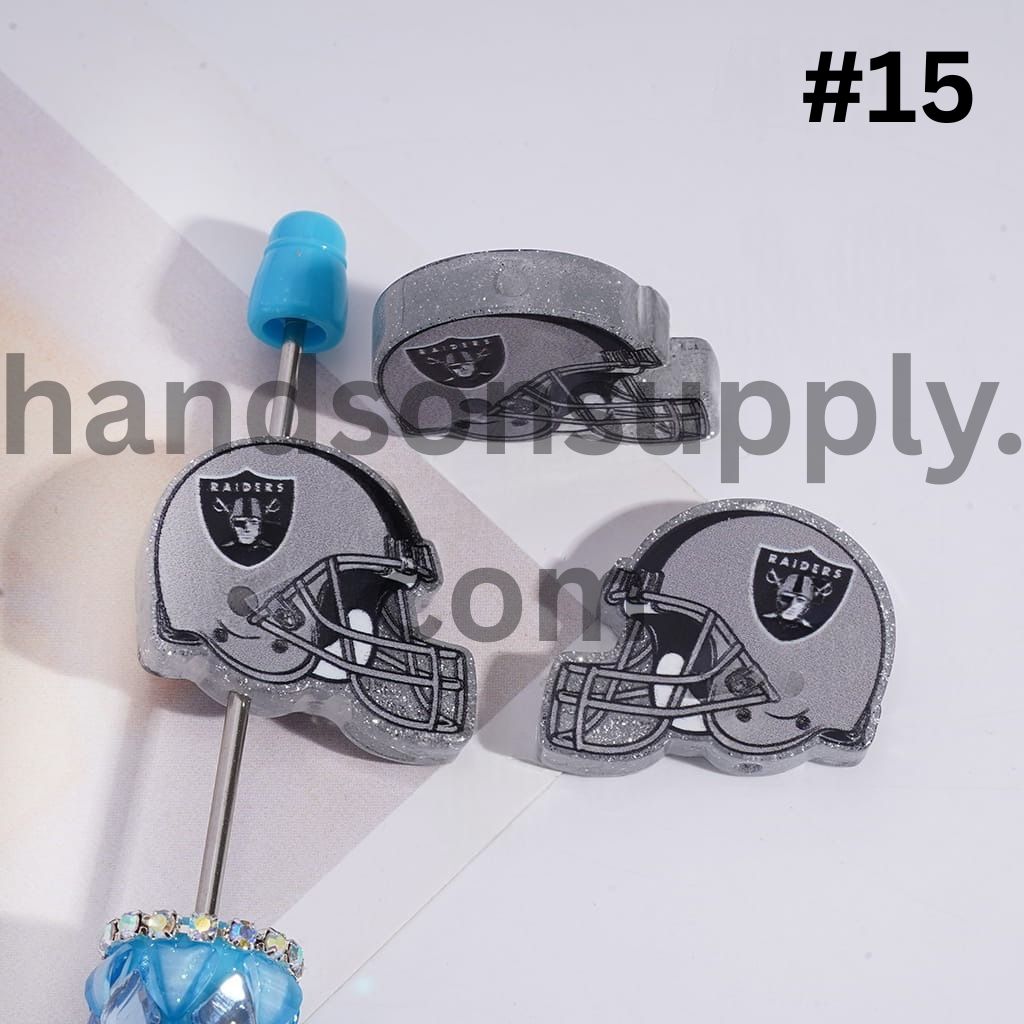Silver Glitter USA American Football Helmet Shape Acrylic Beads 22*26MM