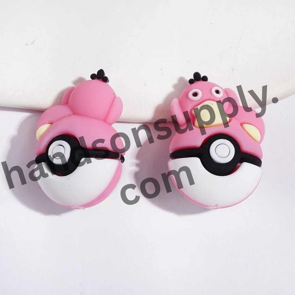3D Adorable Duck Character Resting on Magic Ball Silicone Focal Beads, 20*30MM, Multi-Color