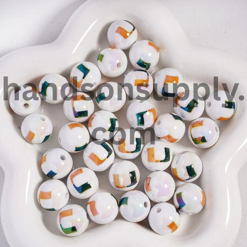 UV Coating American College Football Acrylic Beads, 16MM