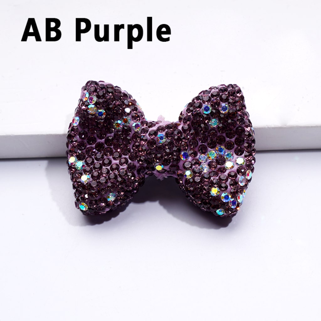 Sparkling Multi-Color Bowknot Clay Beads with Radiant Rhinestones 28x40MM