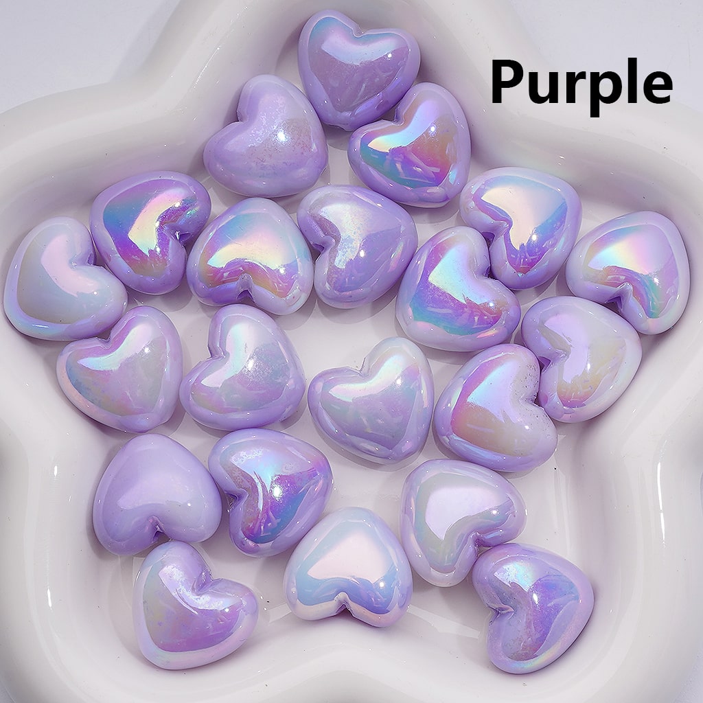 Luminous Hearts UV Coating Acrylic Beads 22*19MM (Single Color is available for 200pcs Whole bag)