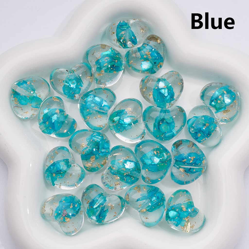 Clear Heart Acrylic Beads with Multi-Color Shells & Gold Foil Paper (Single Color is available for 200pcs(Whole bag))