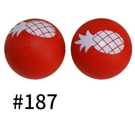 Printed Red Pineapple Silicone Beads Number 187