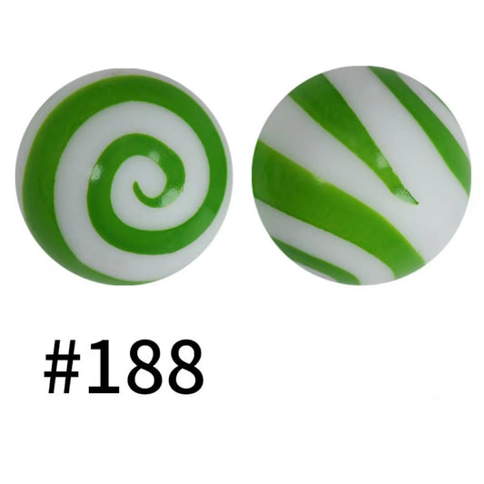 Adorable Green Stripes on White Printed Silicone Beads Number 188
