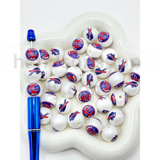 Buffalo Football Theme Frosted 16MM Mixed Round Acrylic Beads