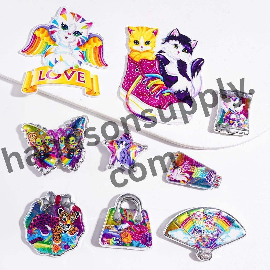 Vibrant Colored Adorable Animal Theme Series Silver-Edge Acrylic Beads & Pendants, Random Mix
