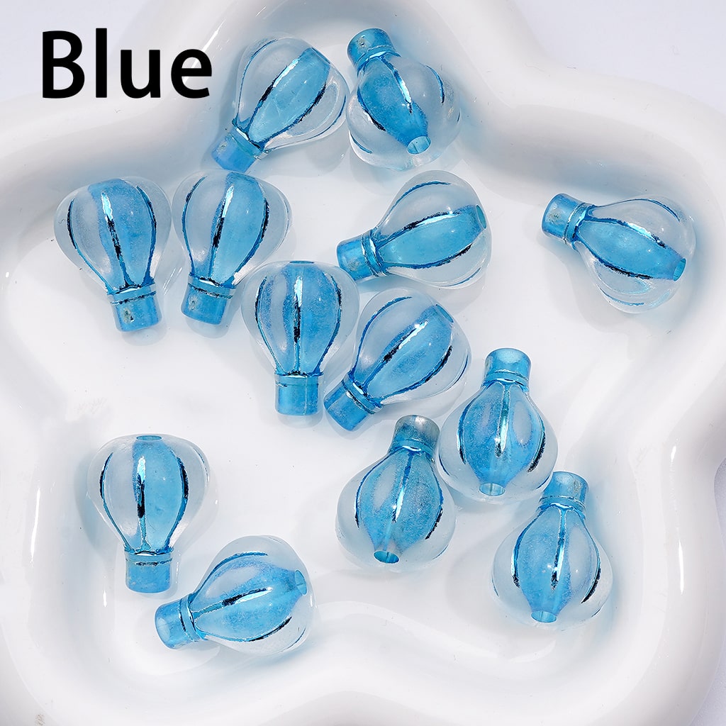 Hot Air Balloon-Shaped Acrylic Beads Clear Multi-Color Design with Shiny Stripes, Approx 24×19MM, Random Mix