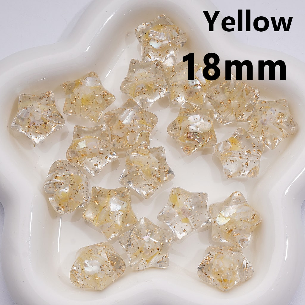 Clear Star Acrylic Beads with Gold Foil & Multicolor Shells 18MM (Single Color is available for 200pcs(Whole bag))