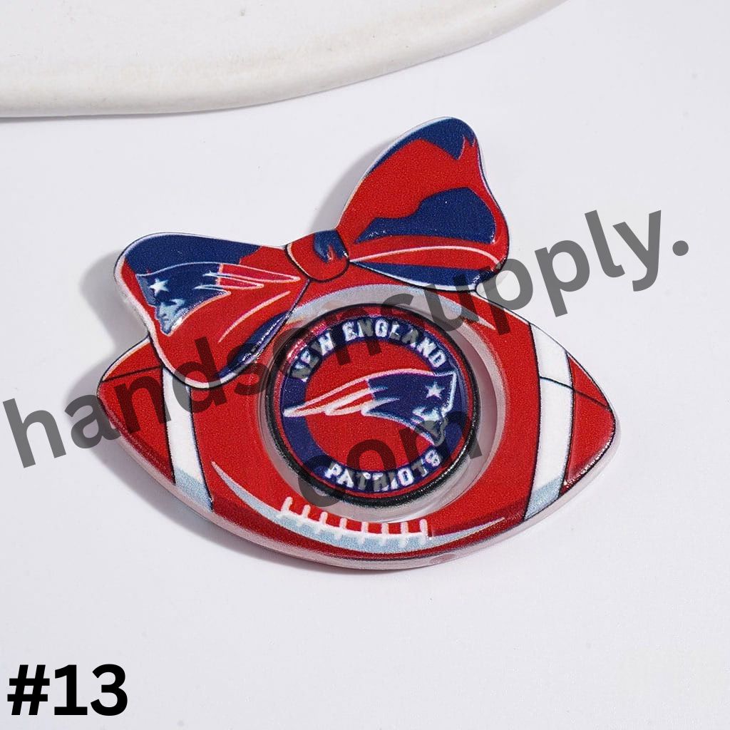 American Football Team Design Hollow Bowtie Frame with Flat Round Acrylic Beads Collection Set, Large Size