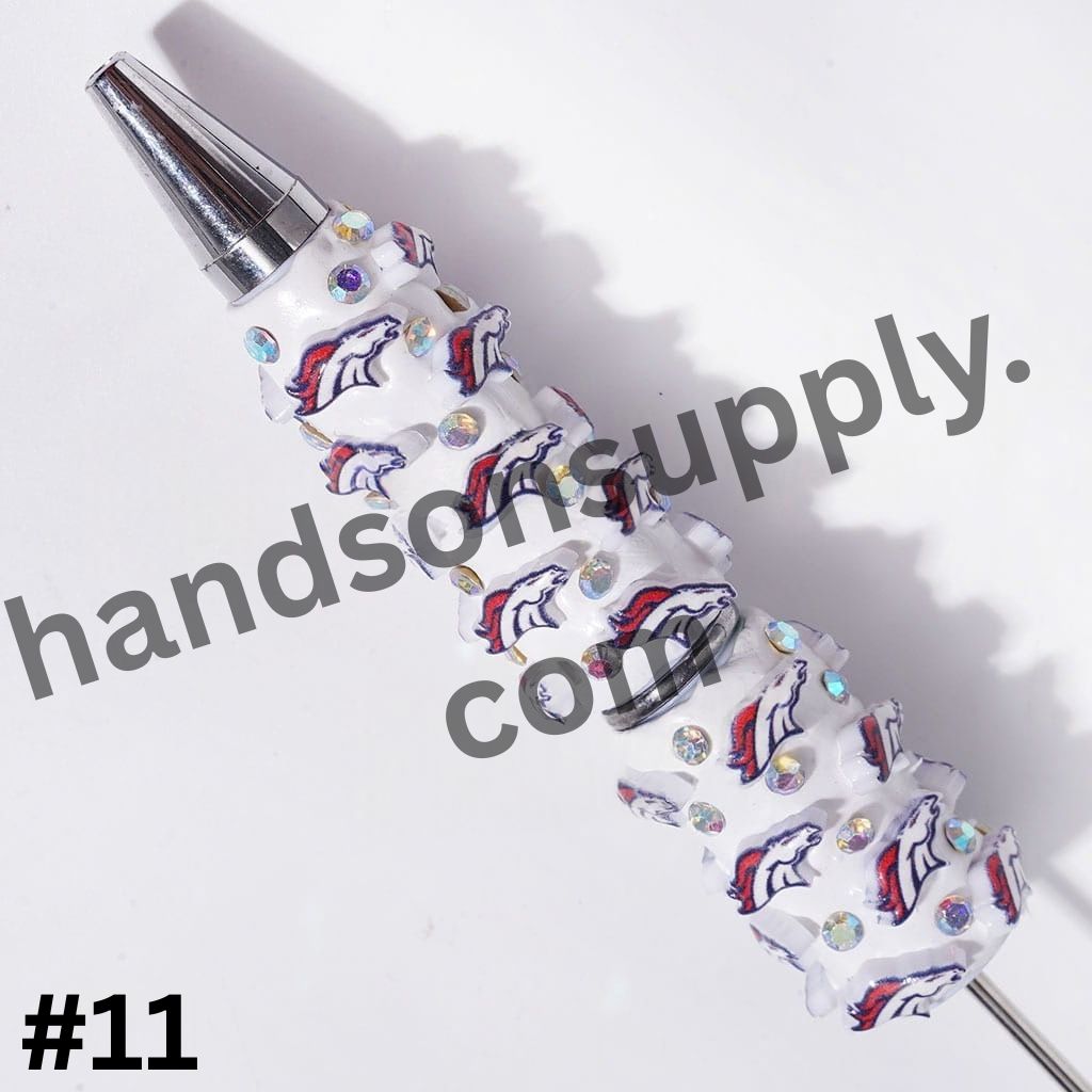 NY American Football Baseball Team Designs with Sparkling AB Rhinestones Beadable Clay Pens