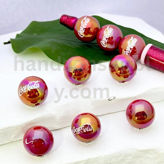 Soda Drink Theme Red Round 16MM Random Mix Acrylic Beads